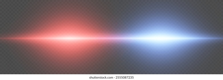 Blue and red laser lines, horizontal beams.Police line effect.Vector illustration.