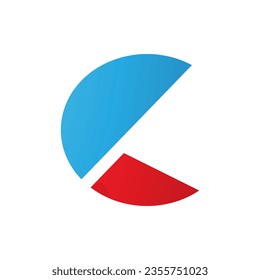 Blue and Red Letter C Icon with Half Circles on a White Background