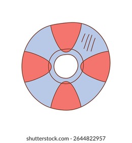 Blue and Red Life Saver Hand-Drawn Isolated Icons