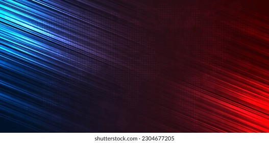 Blue and red light streak background, fiber optic, speed line, futuristic for 5g or 6g technology wireless data transmission, high-speed internet in abstract. internet network concept. vector design.