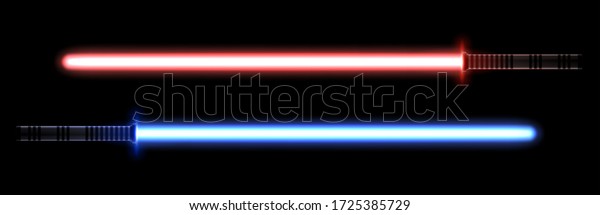 Blue and red\
light swords for the fights during the wars in the stars. Melee\
laser weapon for the close\
combats