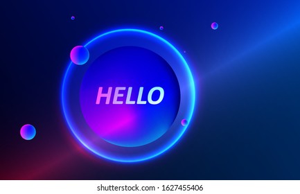 Blue and red Light trails neon, glowing lines and orb with dark background. Abstract fluorescent background. Vector illustration