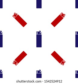 Blue and red Lighter icon isolated seamless pattern on white background.  Vector Illustration