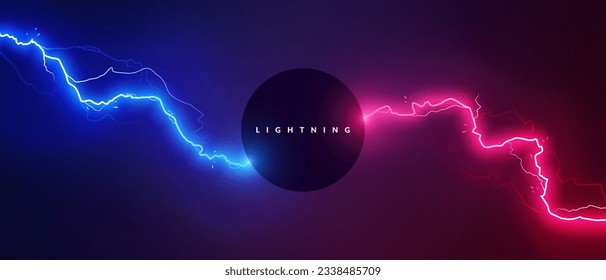 Blue And Red Lightning Power Or Battle Concept