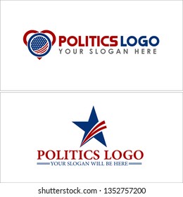 Blue red line art star ribbon swash circle combination mark logo design concept suitable for politics fashion website online population