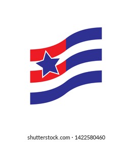 Blue and Red line Flag logo design vector