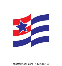 Blue and Red line Flag logo design vector