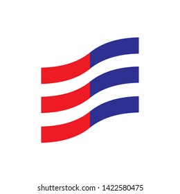 Blue and Red line Flag logo design vector