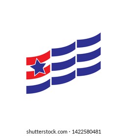 Blue and Red line Flag logo design vector