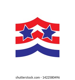 Blue and Red line Flag logo design vector