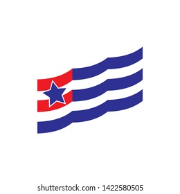 Blue and Red line Flag logo design vector
