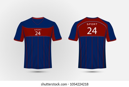 Blue and red lines layout football sport t-shirt, kits, jersey, shirt  design template