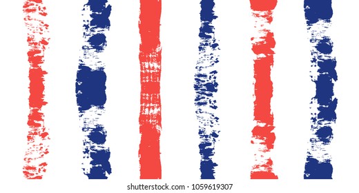 blue and red lines seamless pattern. grunge brush stripes background