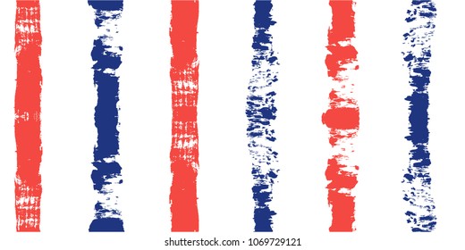 blue and red lines seamless pattern. grunge brush stripes background