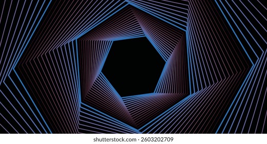 Blue red lines techno abstract background overlap layer on dark space with hexagon effect decoration. Modern graphic design element stripes style concept for web, poster, flyer, card or brochure