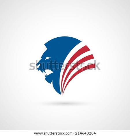 Blue and red lion symbol - vector illustration