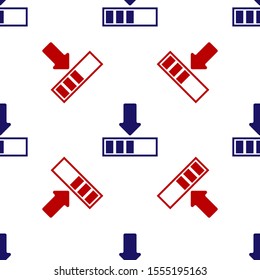 Blue and red Loading icon isolated seamless pattern on white background. Download in progress. Progress bar icon.  Vector Illustration