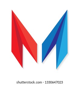 Blue and red logo shape design