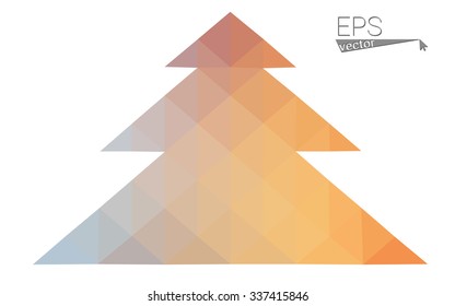 Blue, red low poly style christmas tree vector illustration consisting of triangles. Abstract triangular polygonal origami or crystal design of New Years celebration. Isolated on white background
