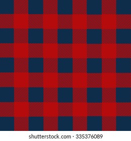 Blue and red lumberjack plaid seamless pattern, vector illustration