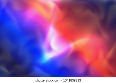 Blue and red luminous wavy smoke background. Fog and mist texture or pattern vector illustration
