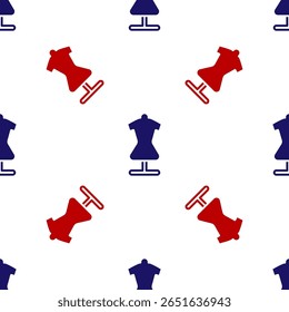 Ícone de manequim azul e vermelho isolou o padrão perfeito no fundo branco. Manequim alfaiate.  Vetor