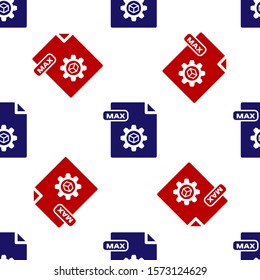 Blue and red MAX file document. Download max button icon isolated seamless pattern on white background. MAX file symbol.  Vector Illustration