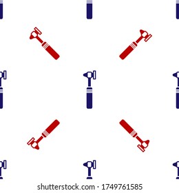 Blue and red Medical otoscope tool icon isolated seamless pattern on white background. Medical instrument. Vector Illustration