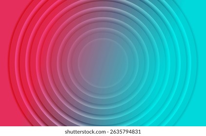 Blue and red minimal circles abstract luminous tech background. Vector geometric design