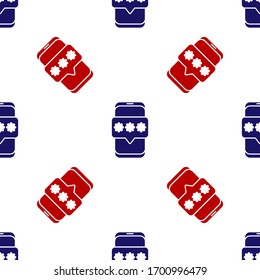 Blau und rot - Symbol für den Schutz von Mobiltelefonen und Passwörtern einzeln auf weißem Hintergrund. Sicherheit, Sicherheit, persönlicher Zugriff, Benutzerautorisierung, Datenschutz. Vektorillustration-Illustration