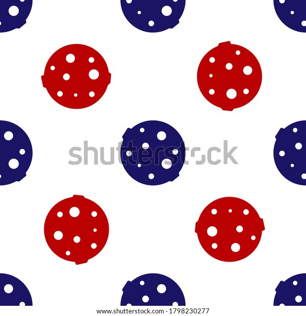 Blue and red Moon icon isolated\
seamless pattern on white background. Vector\
Illustration