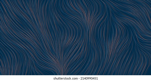 Blue and Red Moving,Flowing,Glowing Stream of Particles in Curving,Wavy Lines - Digitally Generated Dark Futuristic Abstract 3D Geometric Background Design, Generative Art in Editable Vector Format 
