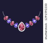Blue red necklace vector icon. Realistic illustration of blue red necklace vector icon for web design