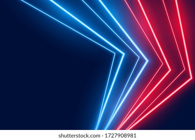 fondo de línea de luces led de neón azul y rojo