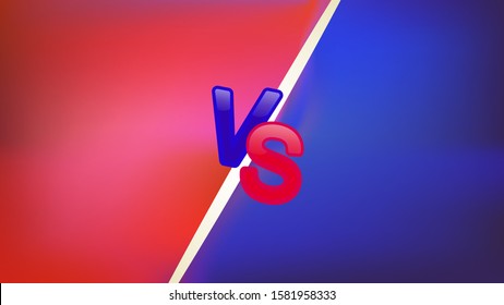 Blue and red neon versus logo versus letters for sports and wrestling. Battle versus match, the concept of the game is competitive versus.