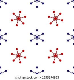 Blue and red Network icon isolated seamless pattern on white background. Global network connection. Global technology or social network. Connecting dots and lines.  Vector Illustration