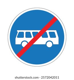 Blue and red no bus parking sign indicating restricted parking zone for buses, promoting traffic order and safety.