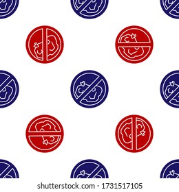 Blau und Rot Kein Papiersymbol isoliert nahtloses Muster auf weißem Hintergrund. Vector Illustration