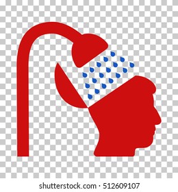 Blue And Red Open Mind Shower interface toolbar pictogram. Vector pictograph style is a flat bicolor symbol on chess transparent background.