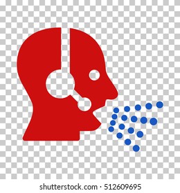 Blue And Red Operator Speech interface toolbar icon. Vector pictograph style is a flat bicolor symbol on chess transparent background.