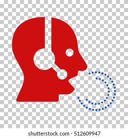 Blue And Red Operator Speech interface pictogram. Vector pictograph style is a flat bicolor symbol on chess transparent background.
