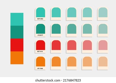 Blue red orange color palette, neon colors catalog, colour matching, rgb pantone colors, harmonious colours palette sample, design and edit idea, compatible color codes