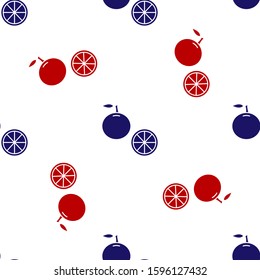 Blue and red Orange fruit icon isolated seamless pattern on white background.  Vector Illustration