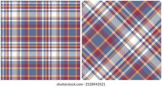 Blue Red Orange Tartan Pattern Seamless. Sweet Checker Pattern for Shirt Printing,clothes, Dresses, Tablecloths, Blankets, Bedding, Paper,quilt,fabric and Other Textile Products.