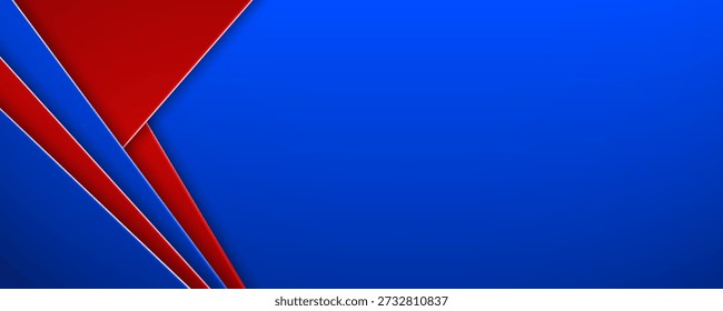 Blue and red overlapping triangle paper art