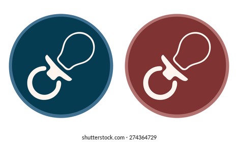 Blue and Red Pacifier Signs, Vector Illustration. 
