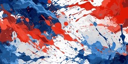 Blue And Red Paint Splashes Abstract Vector Background.