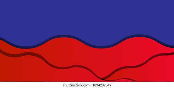 Blue and red paper cut background design vector