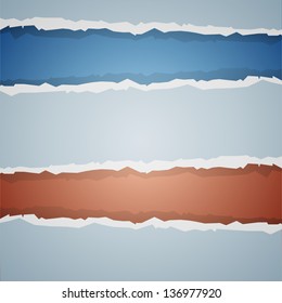 Blue and red paper simple tear vector background