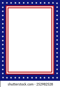 Blue And Red Patriotic Stars And Stripes Page  Border / Frame Design